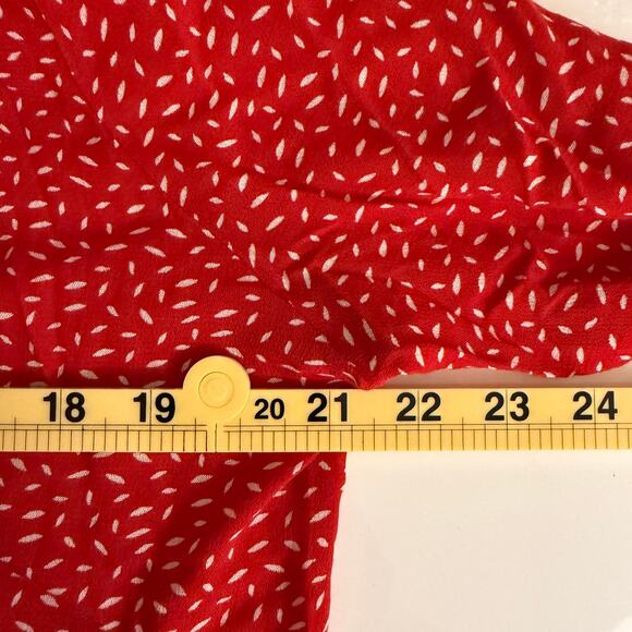 Lucky Brand Red White Dot Long Sleeve Blouse Women Large Lightweight Office Work - Picture 8 of 9